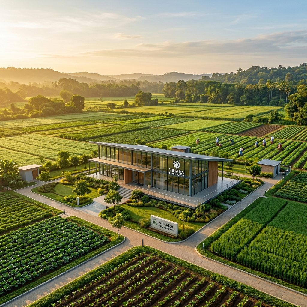 Vihara Foundation Agricultural Center of Excellence and lush farmland